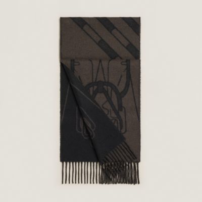 ❤お得なお品❤クリーニング済み カシミヤマフラー ブラック エルメス 超美品 エルメス カシミアマフラー デラックスクリーニング済み